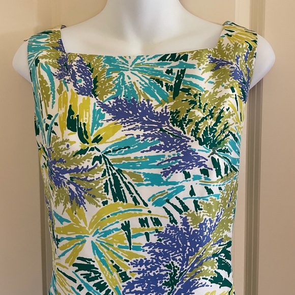SILK Impressionist Floral / Tropical Print Sheath | 8 | Talbots | EUC - Picture 3 of 9